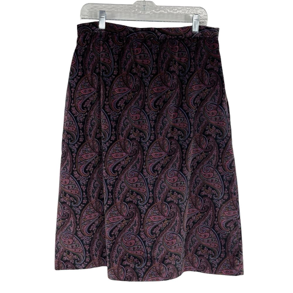 Vintage Spiegel Purple Velvety Feel Long Paisley Skirt 15/16